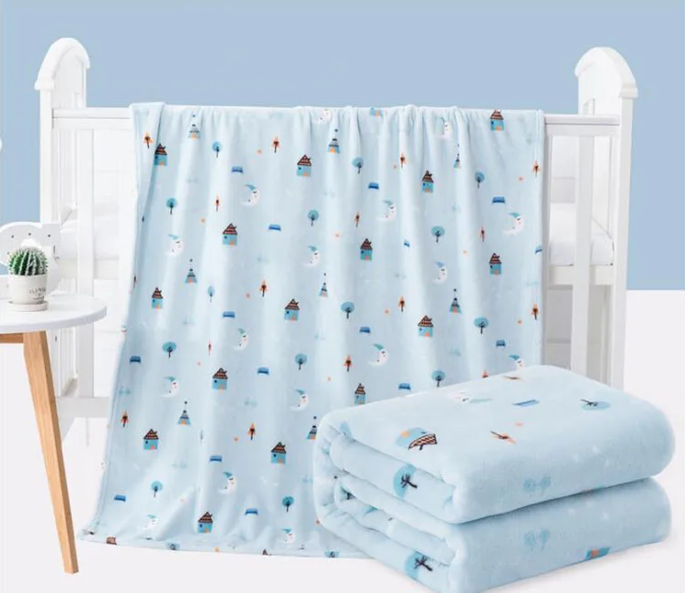 Custom Printed 100 Polyester Flannel Fleece Baby Blanket