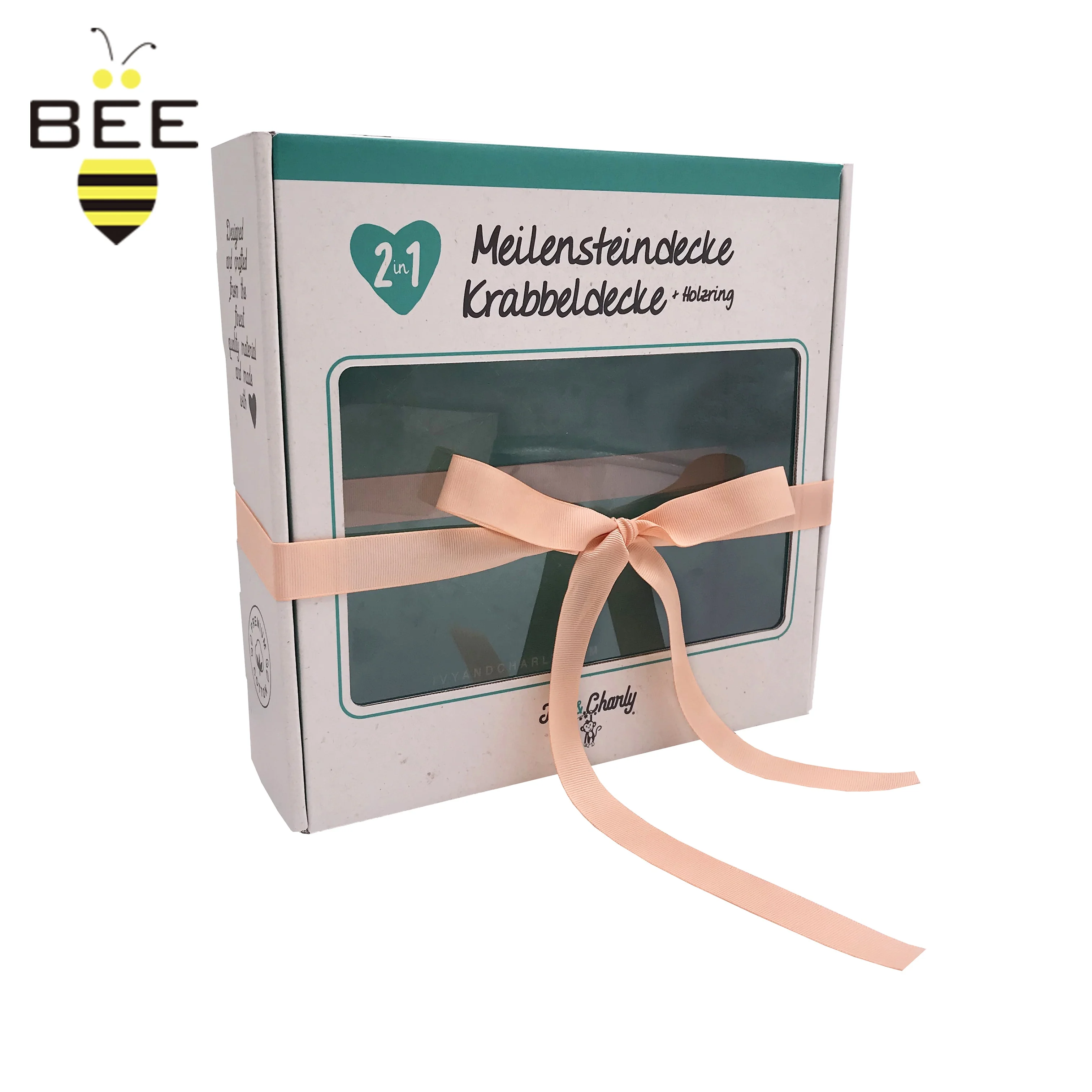 Mailer Gift Ribbon Corrugated Cardboard Box With Pvc Recycled Folding