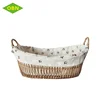 Wicker woven unique boat shaped basket with handles