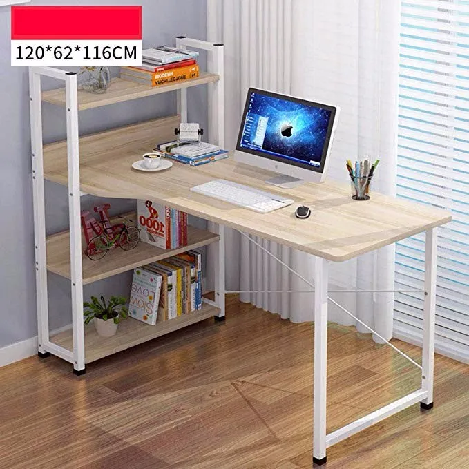 Computer Desktop Table Notebook Simple Desk Bookshelf Combination