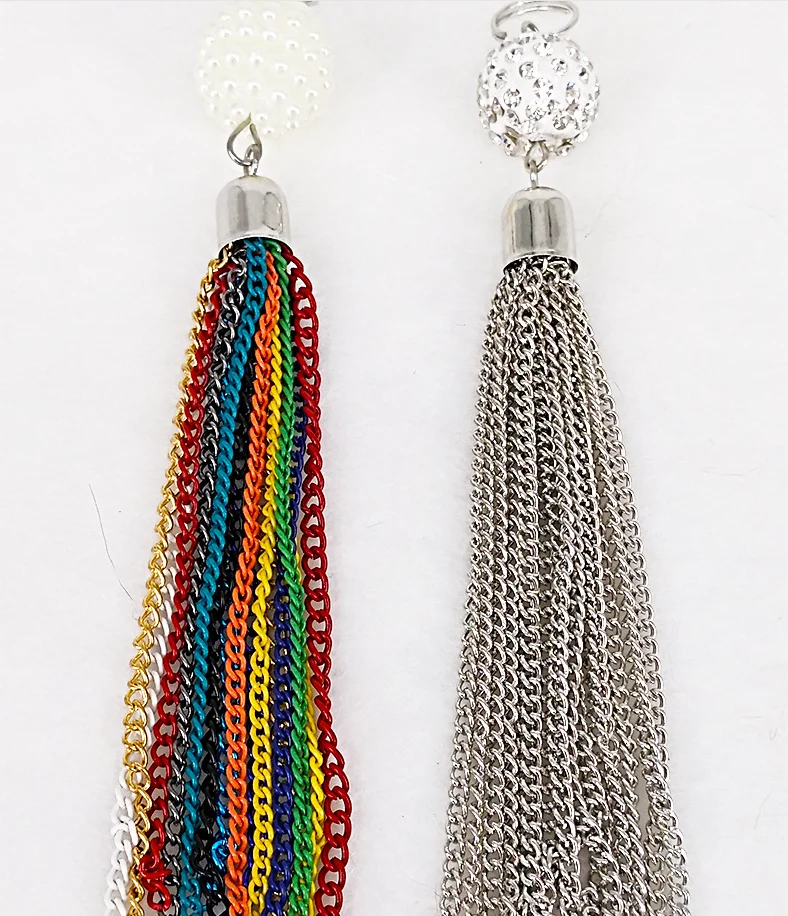 Yongze fashion colorful metal tassel with mini rhinestones ball keychain decoration