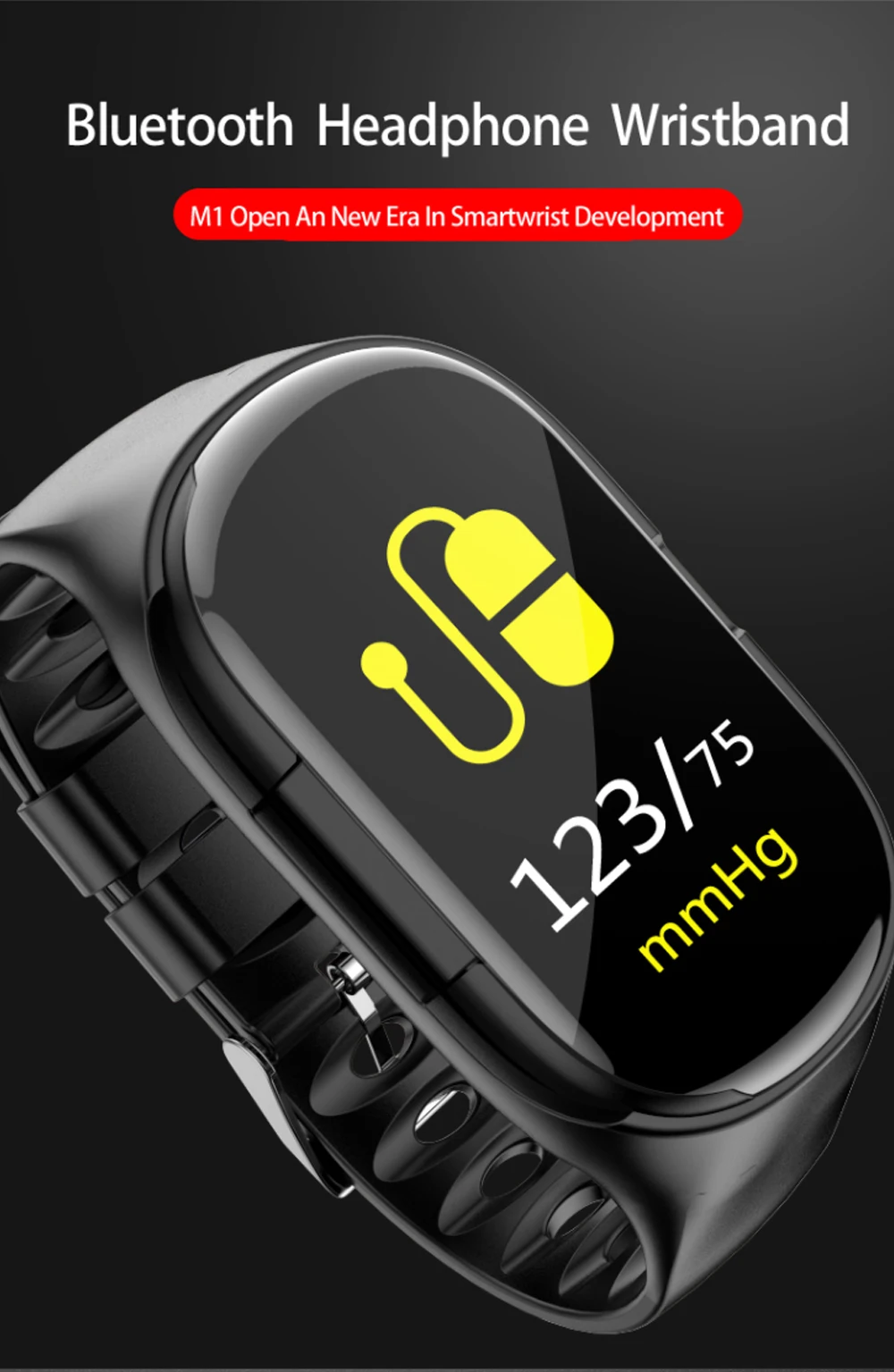 m1 smart bracelet with tws earbuds bt 5.0