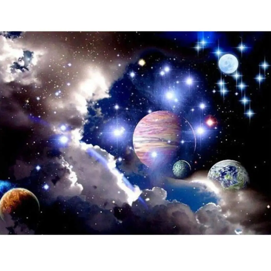 5D Diamond Painting, Staron Hot Sale Full Drill DIY Diamond Cross Stitch Painting Number Kit 5D Diamond Crystal Rhinestone Embroidery Painting DIY Wall Art Decor, Outer Space Starry Sky (A❤️)