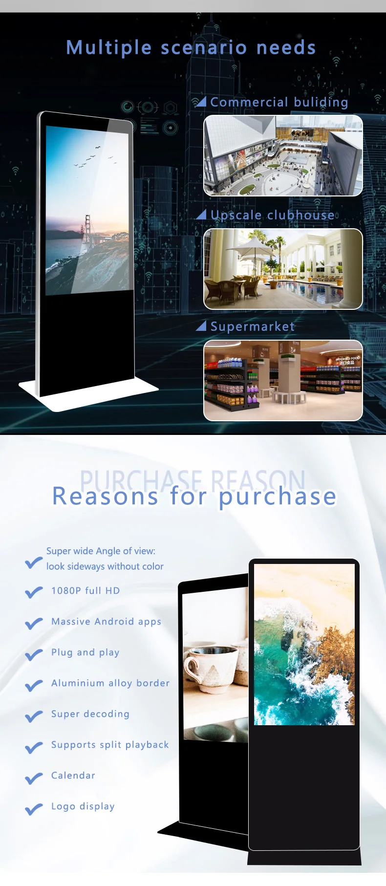 65inch Touchscreen Information internet kiosk with android pc