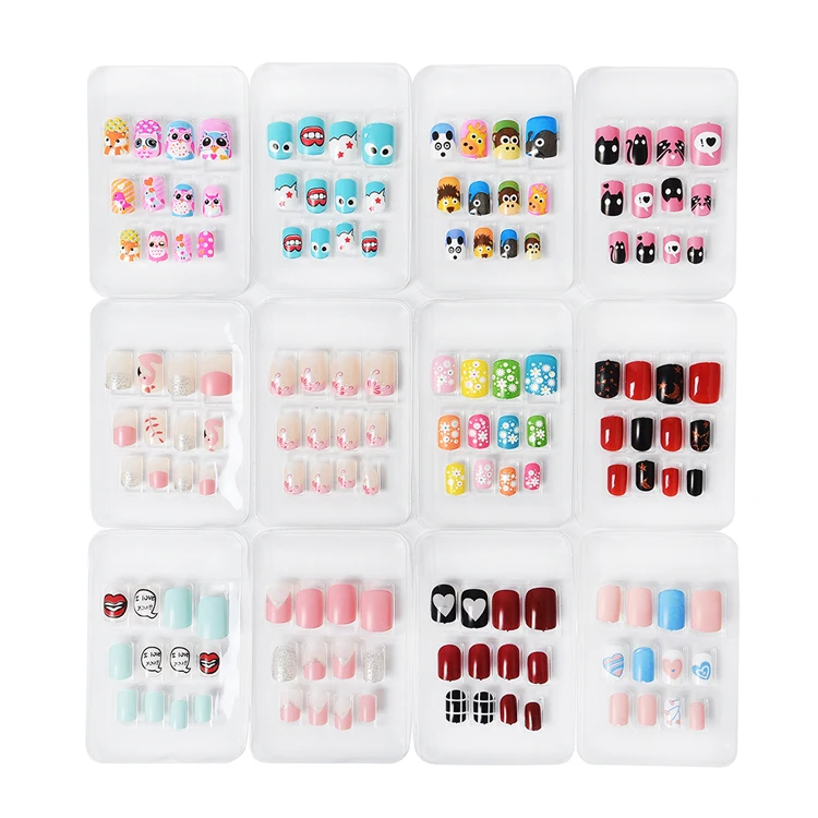 Wholesale Long Gel Press On Nails Art Full Cover Acrylic Kids Press On ...