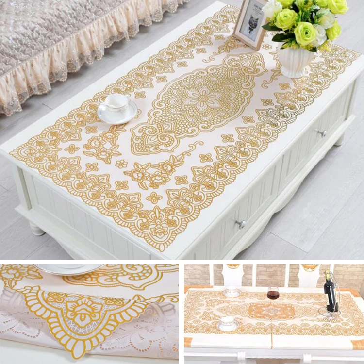 2019 New Design Gold/silver Plastic Doily Table Cloth 60*100cm Buy