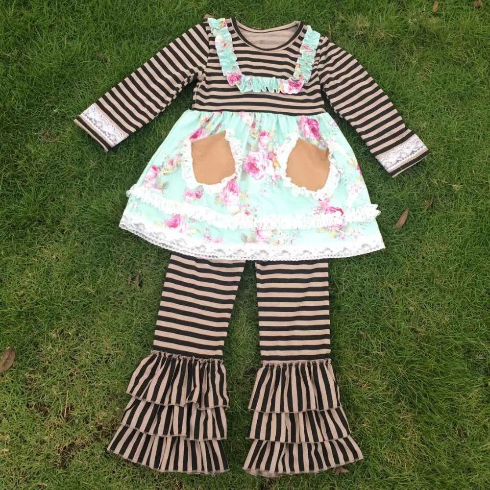 Mustard Pie Remake Outfit Kids Fall Clothes Ruffle Baby Outfits Long