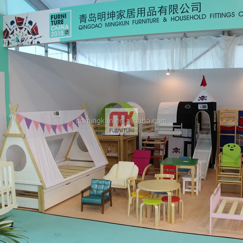 Madera de pino litera Mid Tee Pee Cama con tienda de campaña cama alta