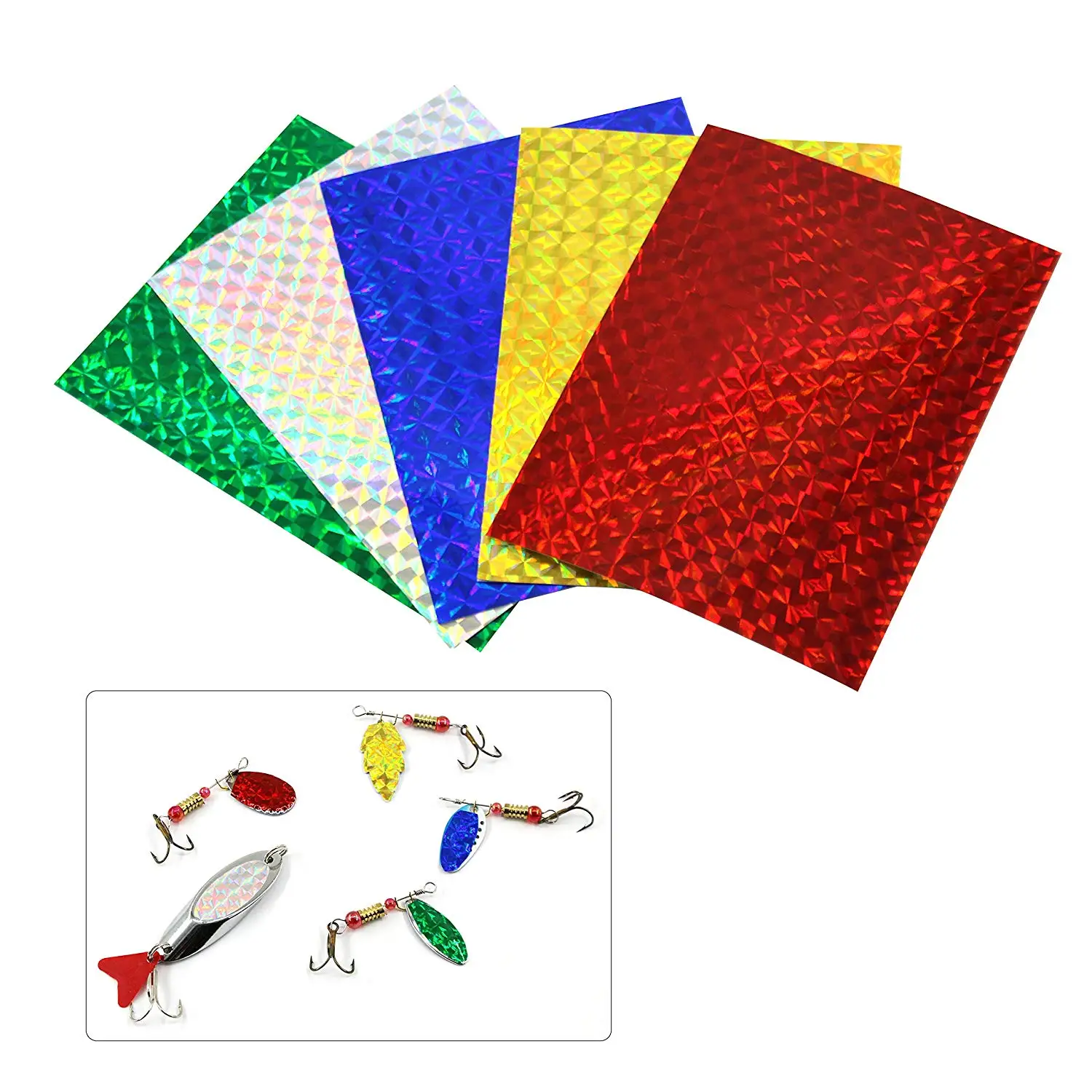 5pcs/bag Fishing Lure Sticker Holographic Adhesive Film Flash Tape For