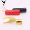 Hi-end Wholesales YIVO 4mm Copper Gold plated Banana Plug Speak Cable Connector spade connector terminal connectors