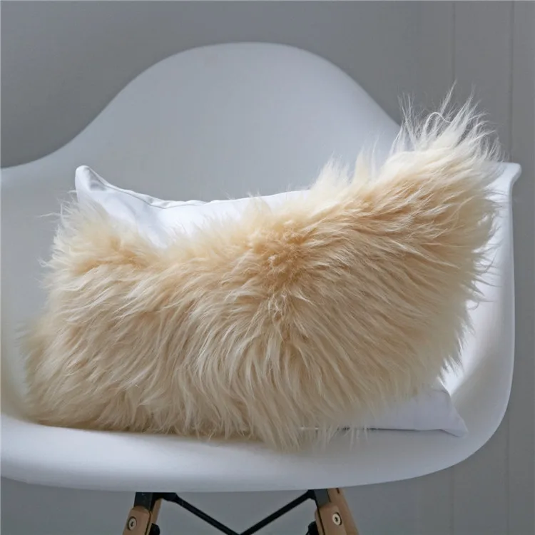 Bsci Certification Colorful Genuine Sheepskin Wool Cushion Sheep Throw