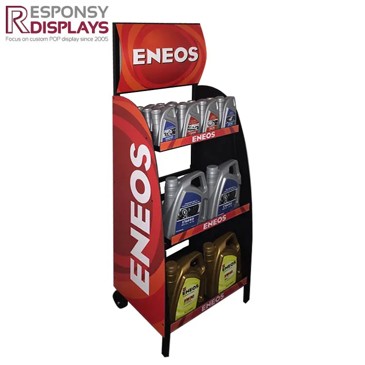 Customized Floor Metal Engine Oil Display Stand With Graphic Buy