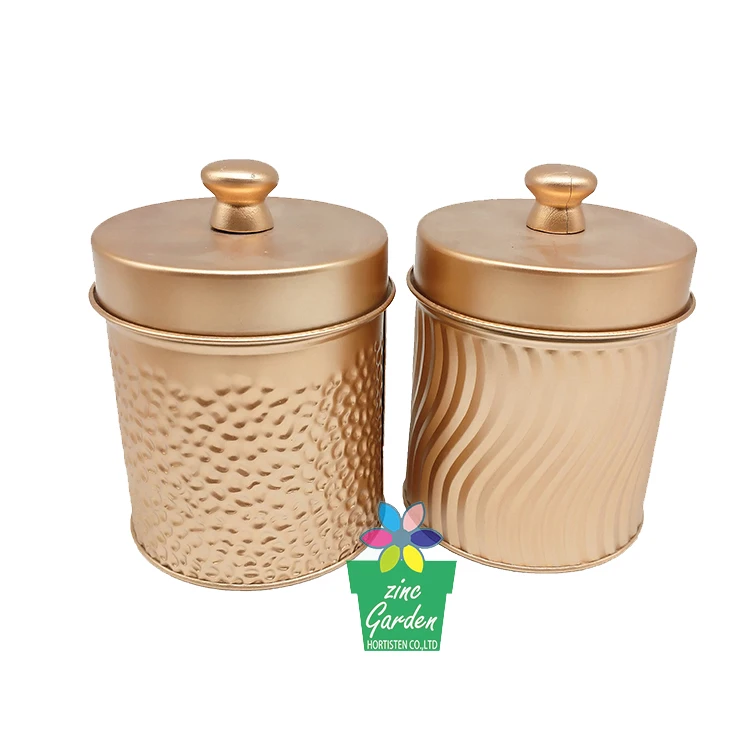 Custom Vintage Gold Embossed Candle Jug Vessels Empty Candle Container