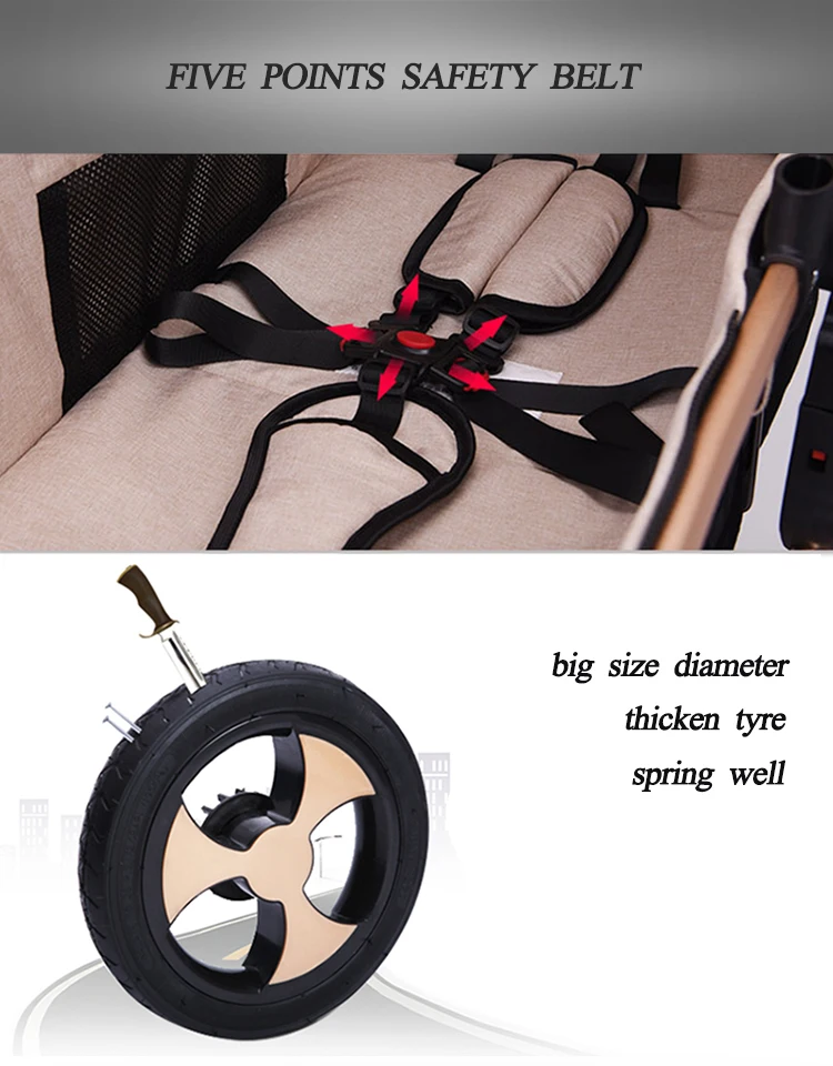 Baby Stroller 3 In 1 For 0-3 Years Baby Prams With Removable Shopping Basket