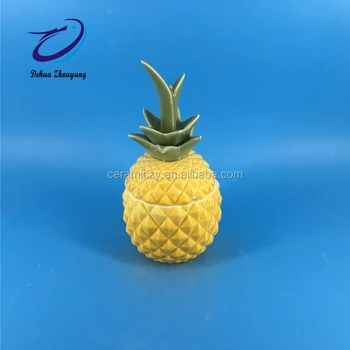Customized Large Ceramic Pineapple Cookie Storage Jars Canister