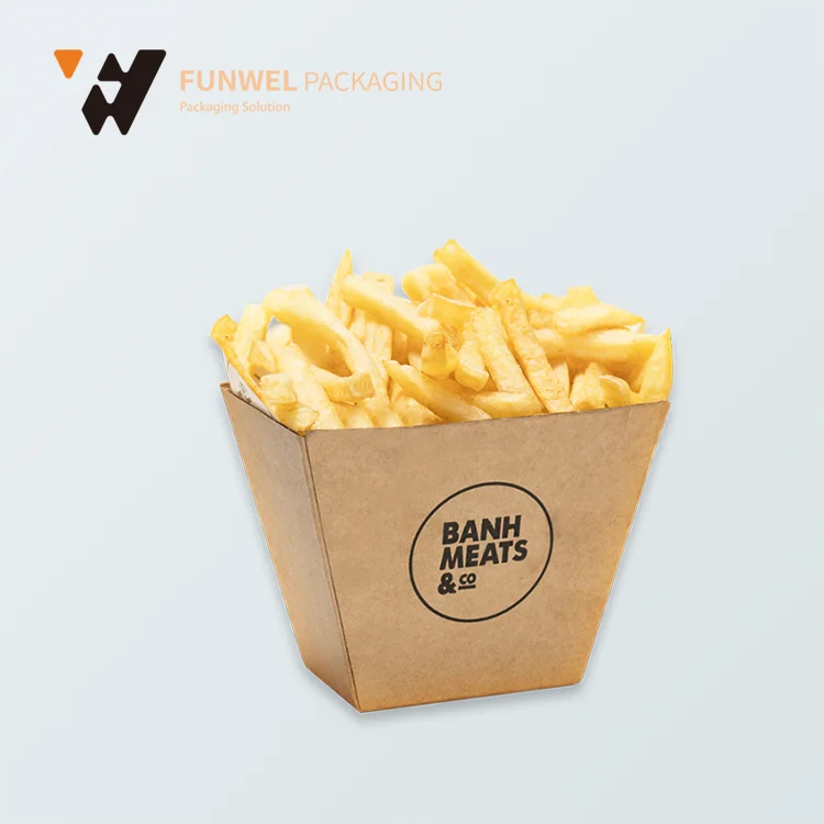 Kraft Paper Large Size French Fries Packaging Mockup - Front View