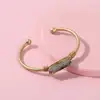 Aliexpress best selling charm natural stone gold cross lines ladies bangles women's bracelet