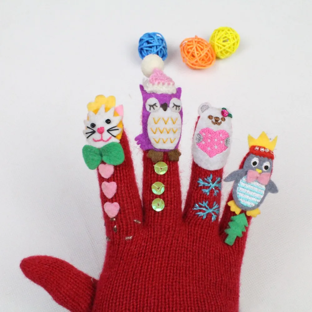 Lovely Custom Made Knitted Gloves Finger Puppet Kids Gloves Buy