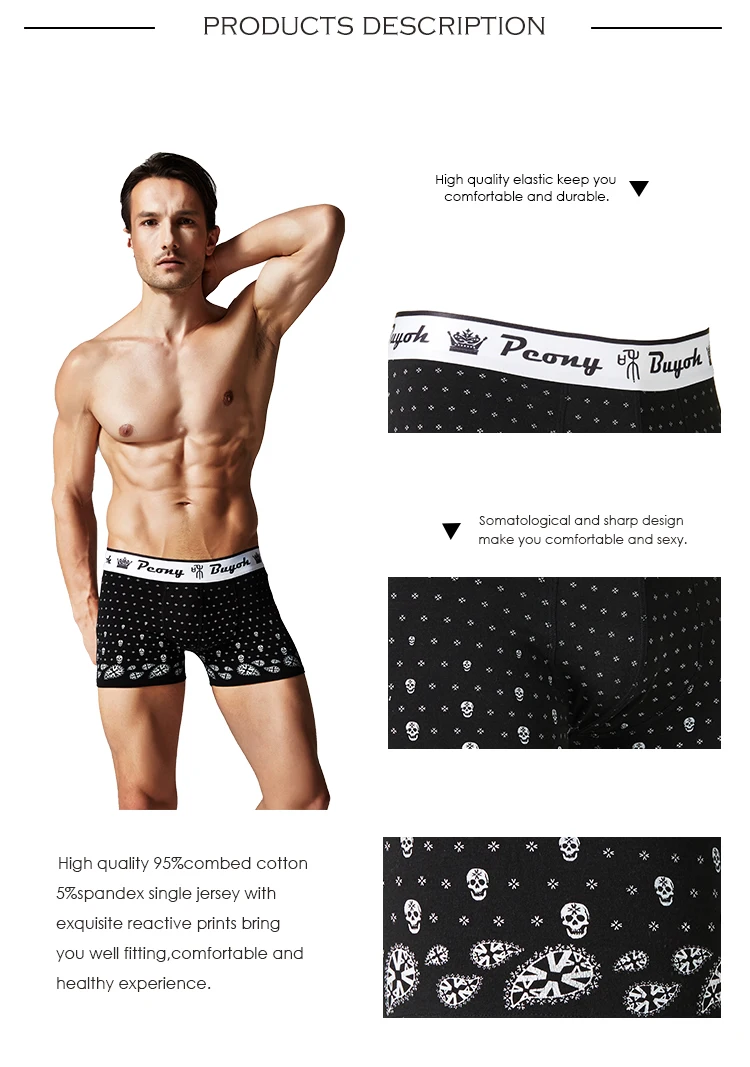 Custom Logo Slim Breathable Cotton Elastane Underwear Men Brand Buy