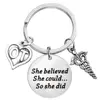 She Believed She Could So She Did OT Heart Snake Emblem Nurse Doctor Profession Charms Keychain