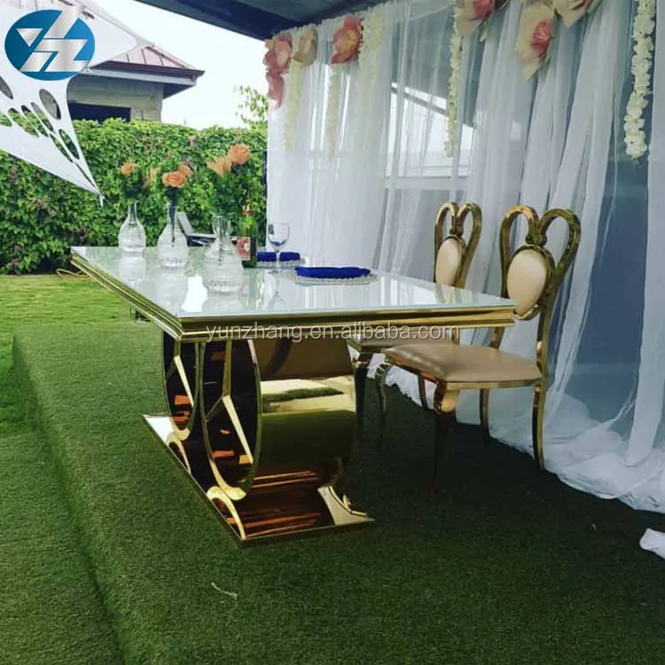 Gold Stainless Steel Wedding Dining Table