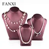 FANXI Factory Wholesale Custom Necklace Stand Bust Dark Red Display Model Jewelry Display Holder PU Leather Mannequin
