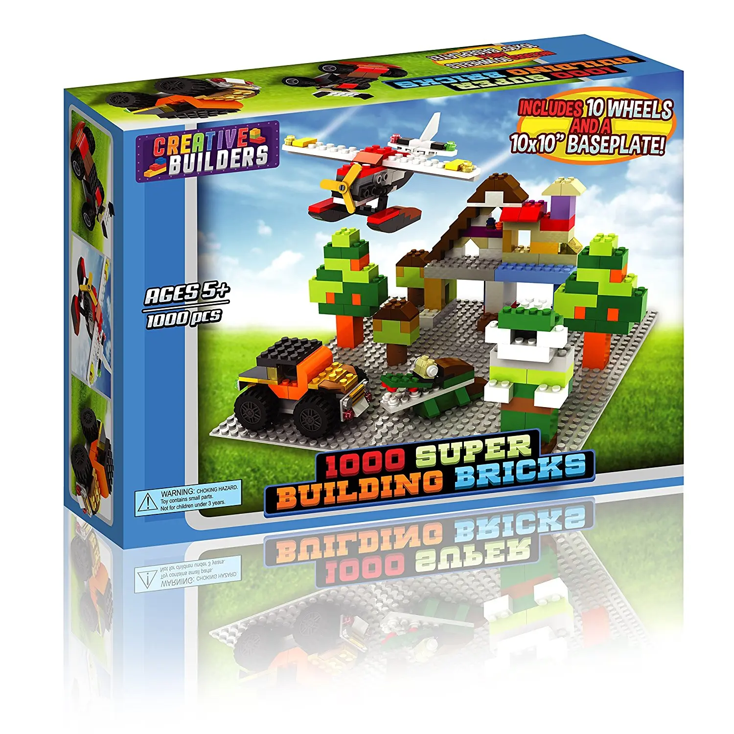 1000 Toy Building Blocks 1,000 Bricks Compatible Mixed Colors Great Creative Box Brick Loot