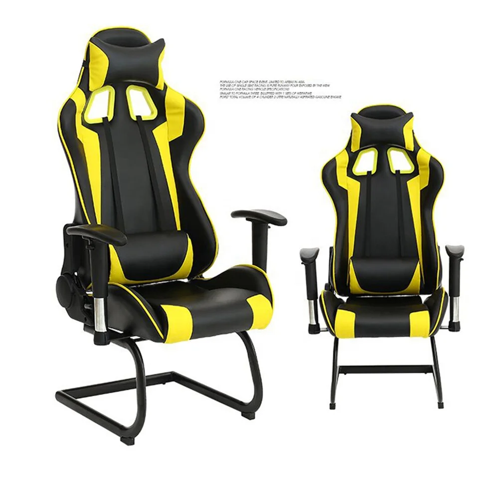 2019 New Design Yellow Black Ergonomic Swivel Gaming Chair Without