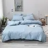 100% cotton Washed Yarn Dyed fabric Wrinkled Look, Chambray Duvet Cover & Sham Bedding Set