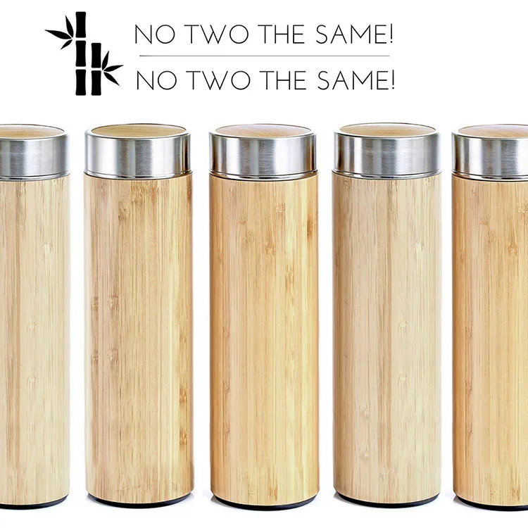 2nd Bamboo Bottle,Bamboo Tumbler With Long Tea Infuser & Strainer