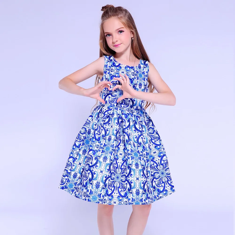 Kseniya Kids Blue Print Girl Excellent Dress Boutique Girl Vintage ...