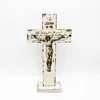 2019 Religious Christian Rustic Wood Crafts White Cross Free Standing Jesus Christ for Altar Church Home Decor Display