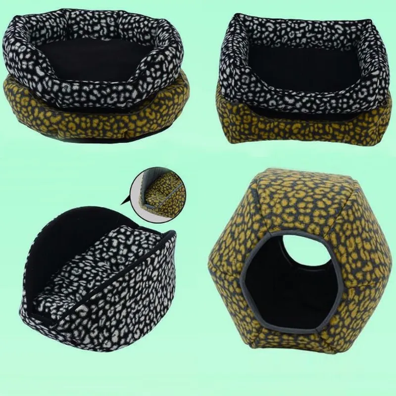 Wholesale Leopard Print Plush Pet Beds Plush Cat Beds Plush Dog Beds