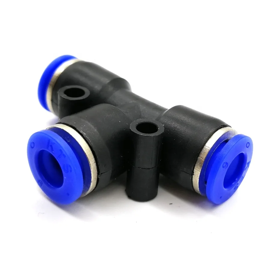 Plastic Hose Fittings And Adapters 6mm Tee Quick Connect Air Fittings