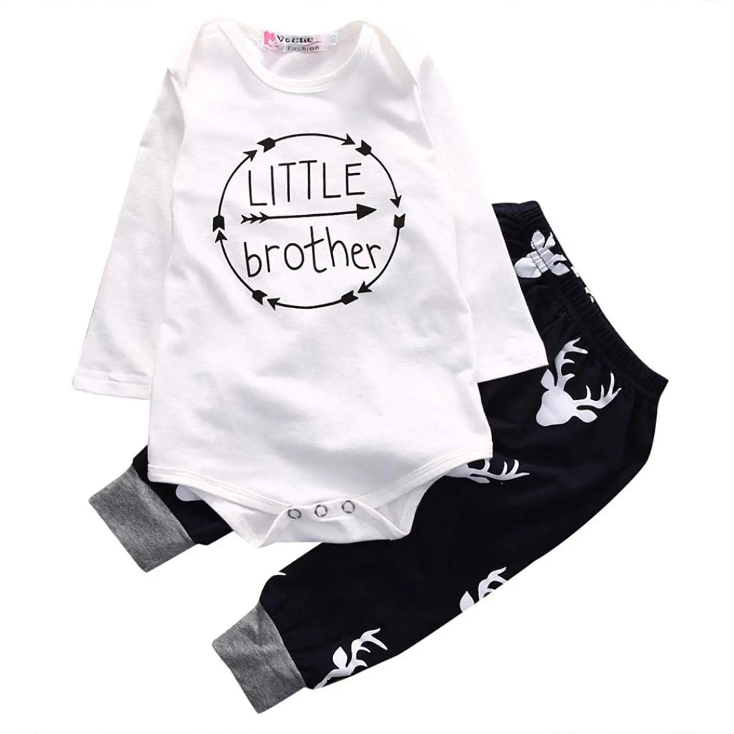 Dinlong 3Pcs 0-18 Months Newborn Baby Letter Romper Plaid Pants Hat Outfit Set