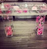 Transparent Acrylic Home Furniture coffee tables Acrylic Lucite Bride Table Pure Acrylic Wedding Table With Inside Flowers
