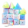 Jelly Color Magic Cube Pyramid Skew Cube Smooth Sticker Cubes Collection Puzzle Toy for Kids