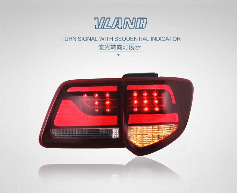 China VLAND Factory for Fortuner taillight for 2012 2013 2014 2015  2016 for FORTUNER LED tail light wholesale price