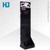 Retail store cardboard floor display with plastic hooks for promotion, cosmetics paper floor display shelves