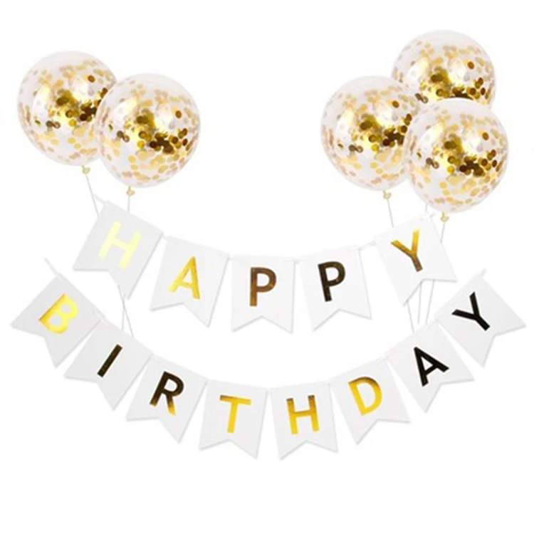 Details about   Gold Confetti Balloons 12" Inflatable Birthday Balloon White Banner Decoration P 