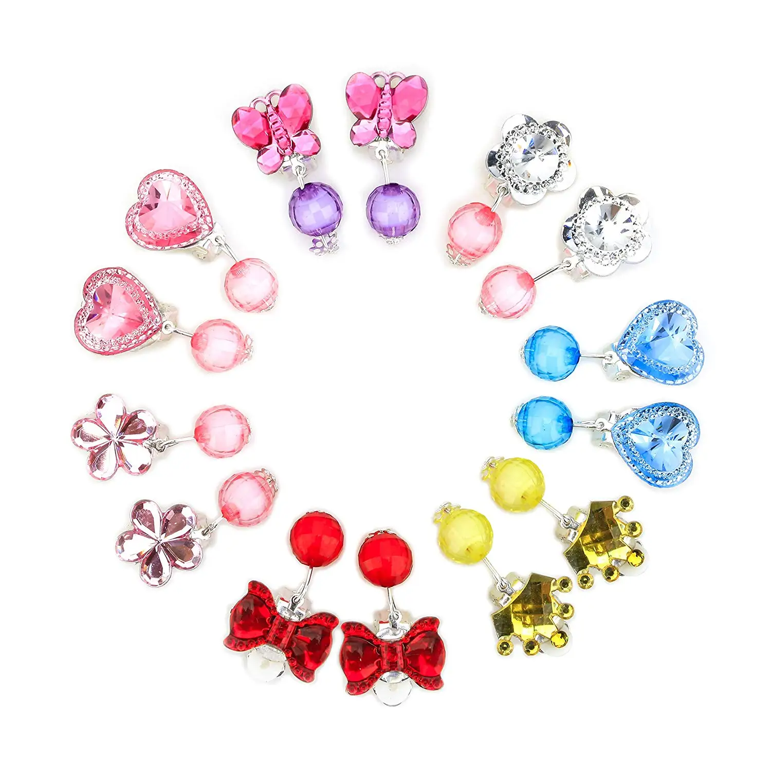 Princess Earrings For Kids Find Get Quotations Baby Clip On Earrings 7 Pairs Little Kids Shiny Princess Jewelry Set
