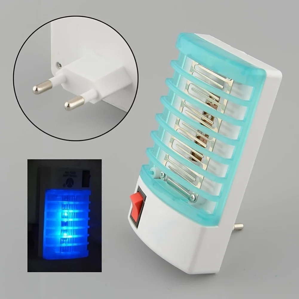 Electric LED Mosquito Fly Bug Insect Trap Zapper Killer Night Lamp US Light Blue 