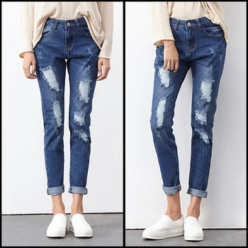 jeans with torn ankles