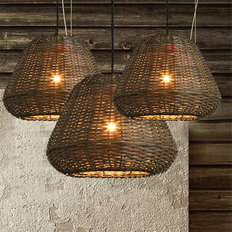 Antique Decorating Rattan Lamp Shades For Restaurant Or Coffee House