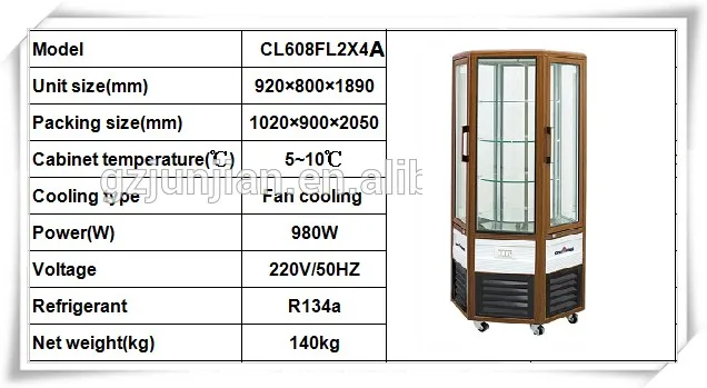 Cl608fl2x4 Refrigerados Escaparate Torta/rotación Pastel Soporte De