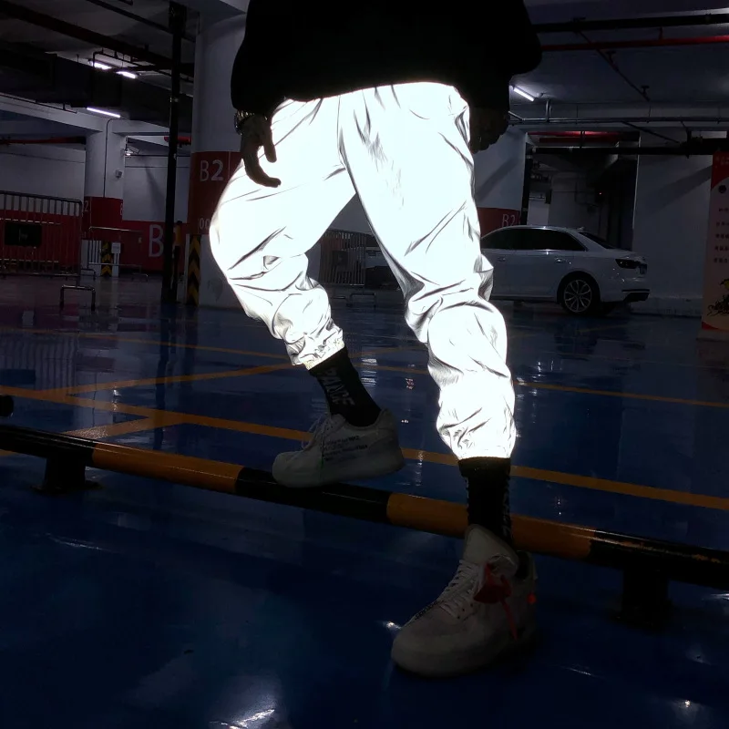 reflective hip hop pants