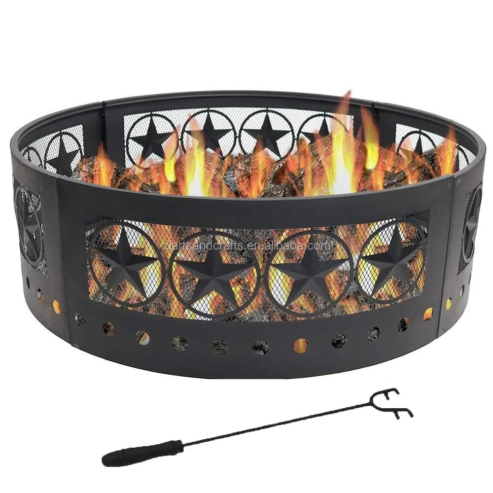 36 cheap metal round wood burning four star fire pit campfire