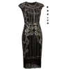 ecowalson 1920s Vintage Inspired Sequin Embellished Fringe Long Gatsby Flapper Dress