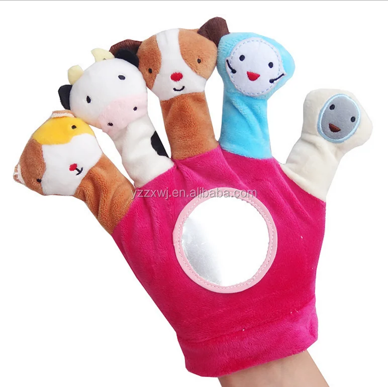 Free Sample Plush Animal Glove Puppet For Baby Animal Finger Puppet