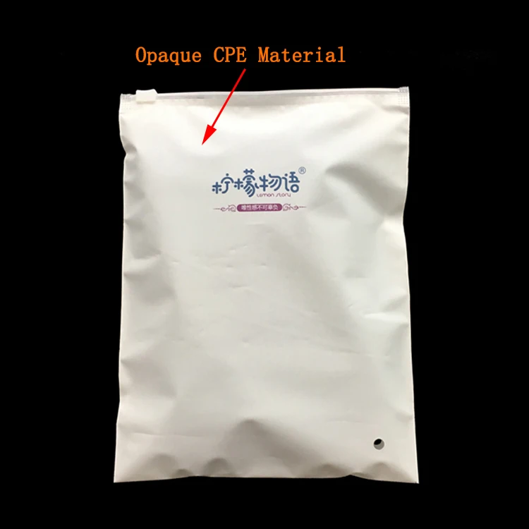 CPE Slider Ziplock Packaging Bags Matte Zipper Bag For Clothing Garment Grade Packing